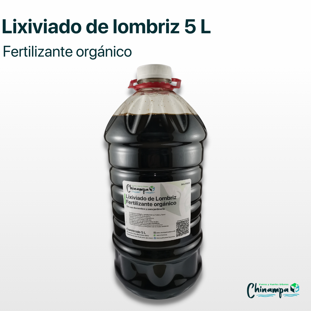 LIXIVIADO DE LOMBRIZ FERTILIZANTE LÍQUIDO ORGÁNICO PARA PLANTAS