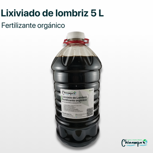 LIXIVIADO DE LOMBRIZ FERTILIZANTE LÍQUIDO ORGÁNICO PARA PLANTAS (5 L)